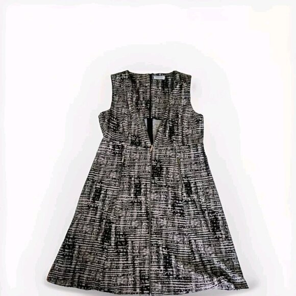 Calvin Klein Dress Womens 14 Multicolor Stretch Midi A Line Zip Front Sleeveless - Picture 10 of 14